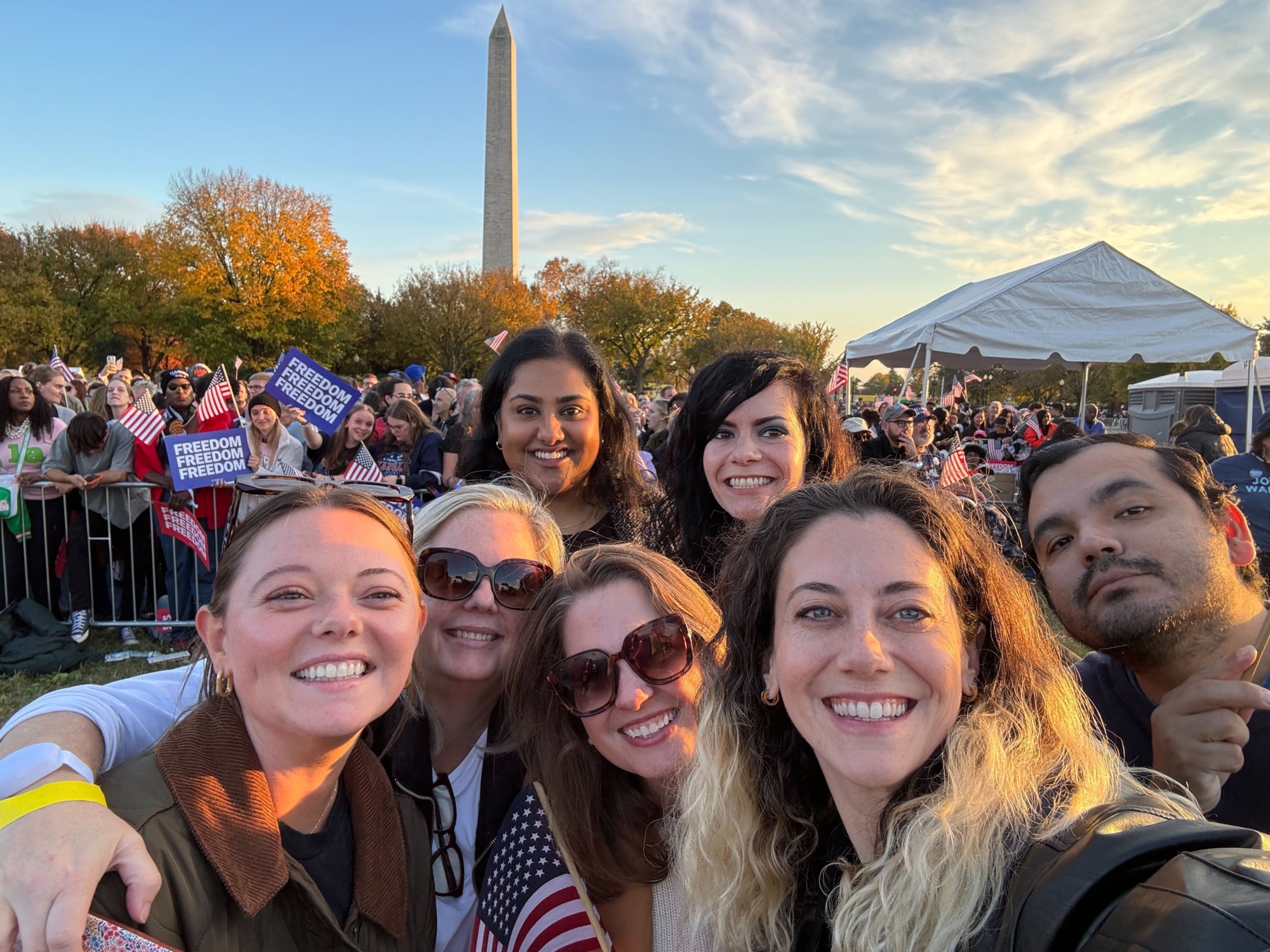 Seven MissionWired staff members attend Vice President Kamala Harris’ campaign speech in Washington, D.C.
