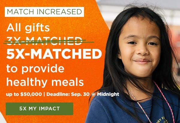 Mid-campaign match upgrade creative example from Feeding Westchester