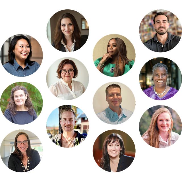 A collage of profile images of the nonprofit advisory board